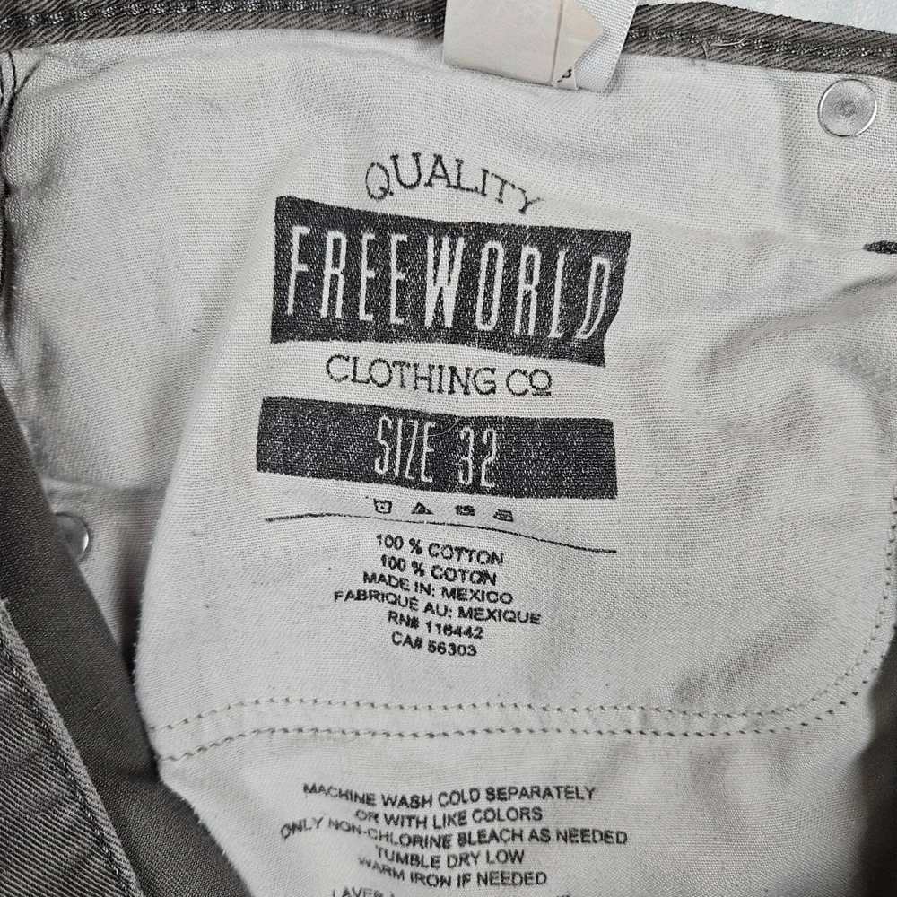 Free World Night Train Regular Fit Charcoal Gray Pants Mens Size 32 Cotton Twill